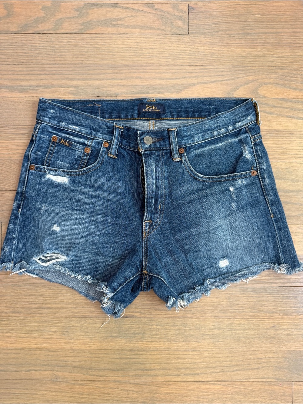 Polo by Ralph Lauren Dark Blue Distressed Denim Cutoff Shorts